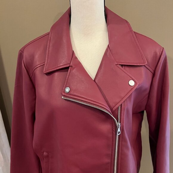 A.N.A. Faux Leather Motorcycle Jacket, Plum color, nicely lined, Size XL - Picture 2 of 12
